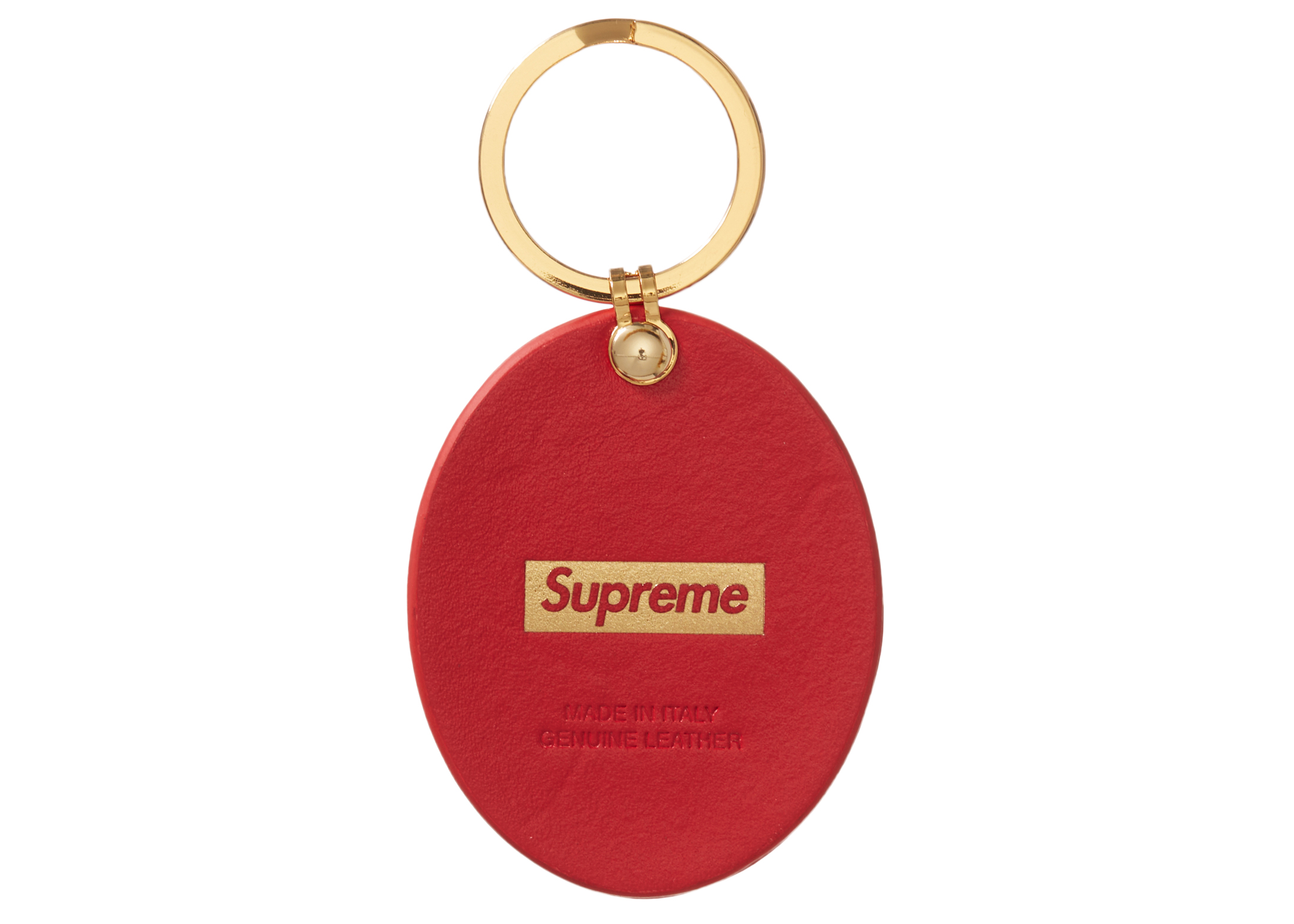 Supreme Guadalupe Leather Keychain Red