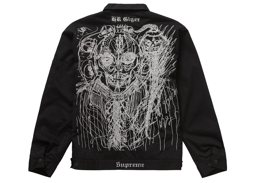 Pre-owned Supreme H.r. Giger Embroidered Work Jacket Black