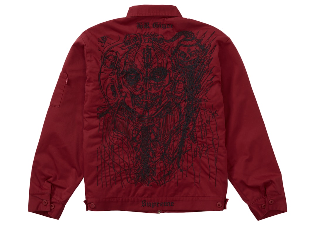 Pre-owned Supreme H.r. Giger Embroidered Work Jacket Red