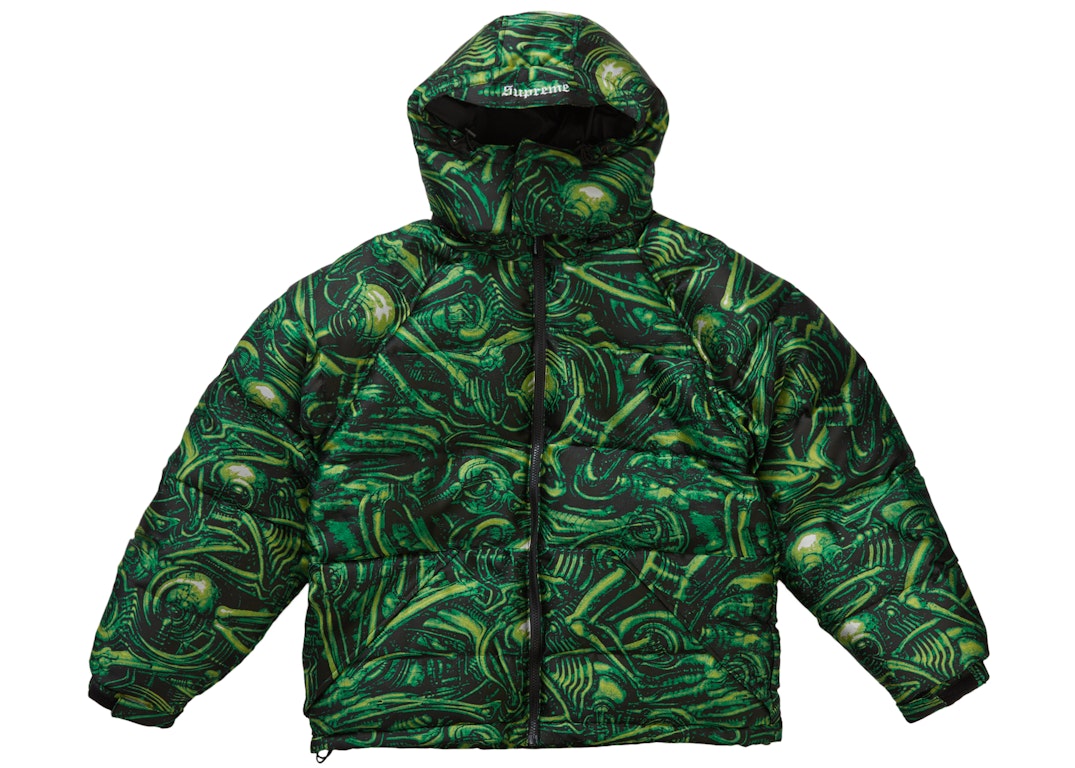 Pre-owned Supreme H.r. Giger Jacquard Down Puffer Jacket Green