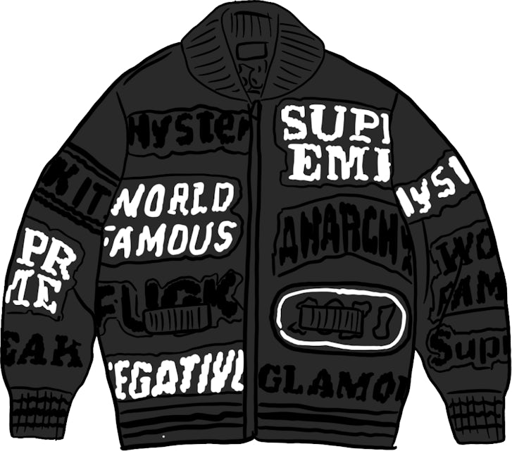 Supreme HYSTERIC GLAMOUR Logos Zip Up Sweater Black Men's - SS21 - US