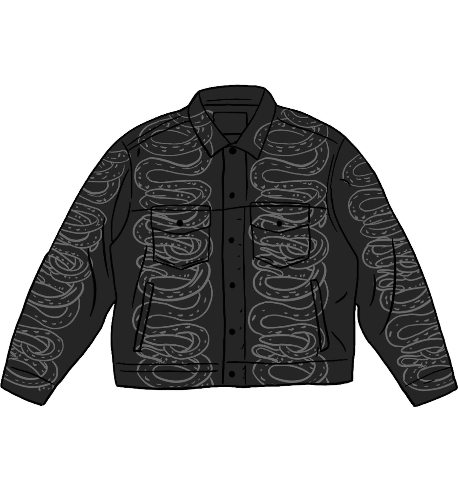 Supreme HYSTERIC GLAMOUR Snake Denim Trucker Jacket Black