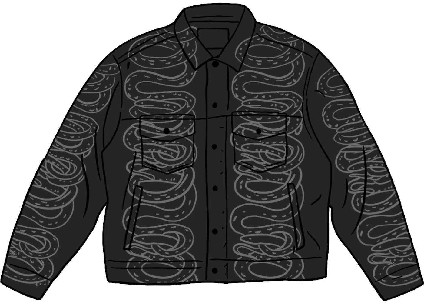 Supreme HYSTERIC GLAMOUR Snake Denim Trucker Jacket Black