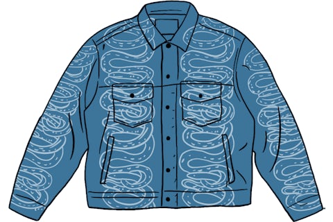 Supreme HYSTERIC GLAMOUR Snake Denim Trucker Jacket Blue Men's Supreme HYSTERIC GLAMOUR Snake Denim Trucker Jacket Blue Men's
