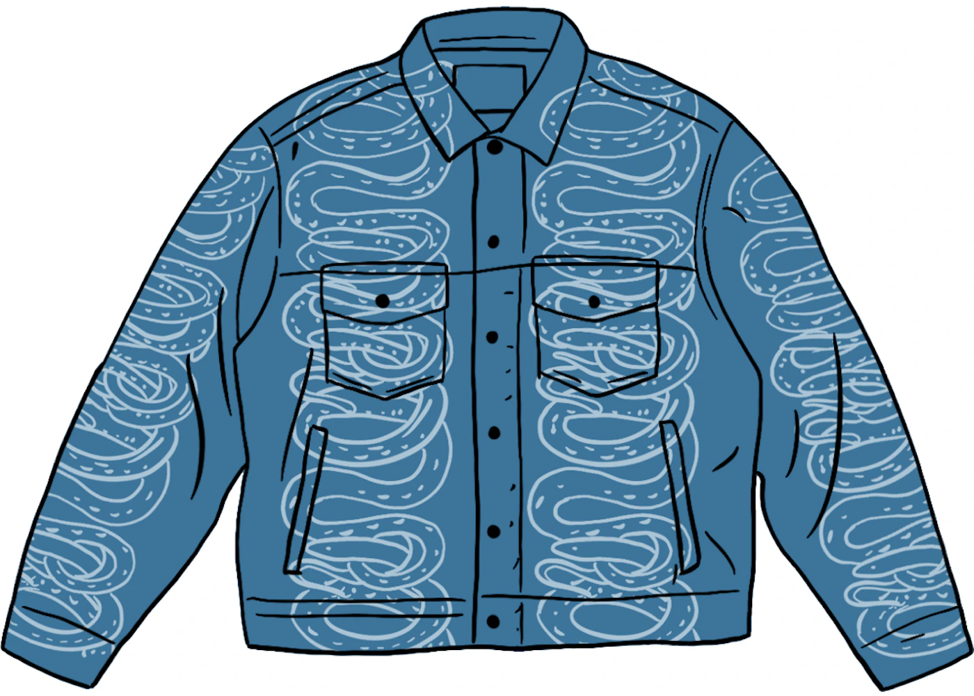 Supreme HYSTERIC GLAMOUR Snake Denim Trucker Jacket Blue Men's