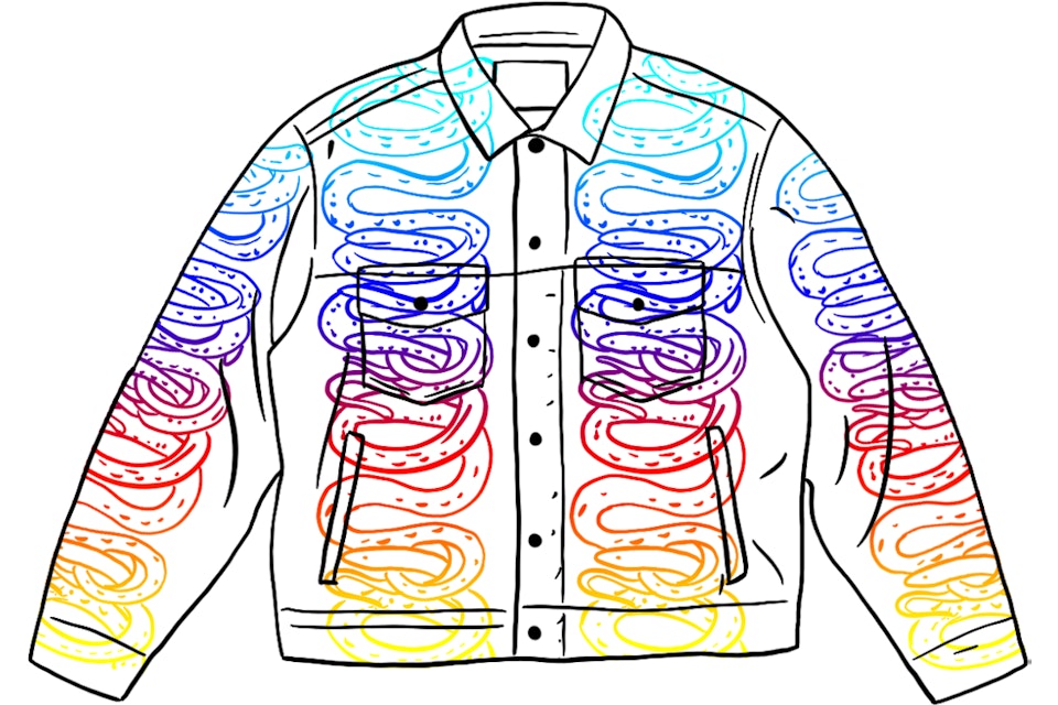 Supreme HYSTERIC GLAMOUR Snake Denim Trucker Jacket White - SS21