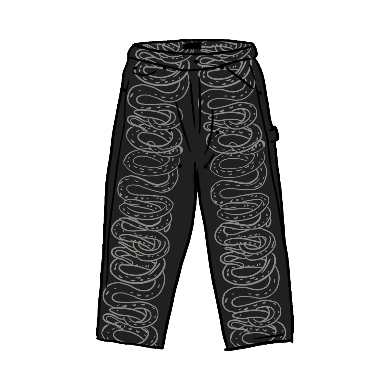 Supreme HYSTERIC GLAMOUR Snake Double Knee Denim Painter Pant Black - SS21