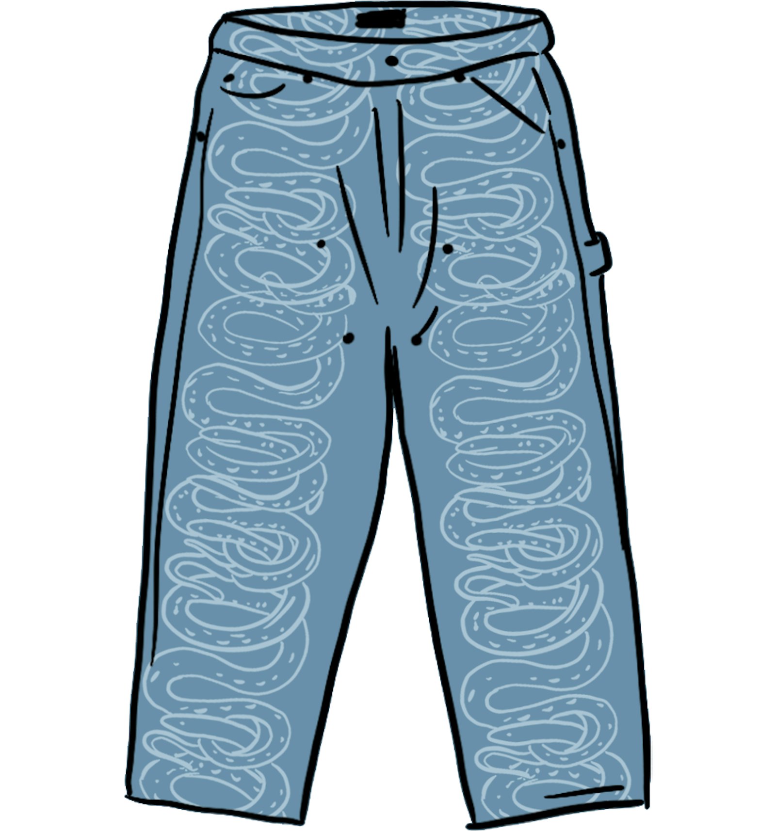 Supreme HYSTERIC GLAMOUR Snake Double Knee Denim Painter Pant Blue