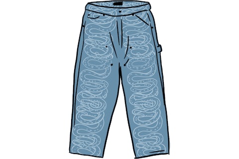 Supreme HYSTERIC GLAMOUR Snake Double Knee Denim Painter Pant Blue Supreme HYSTERIC GLAMOUR Snake Double Knee Denim Painter Pant Blue
