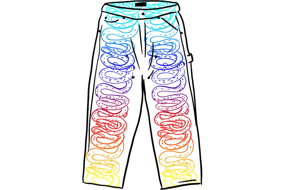 Supreme HYSTERIC GLAMOUR Snake Double Knee Denim Painter Pant White