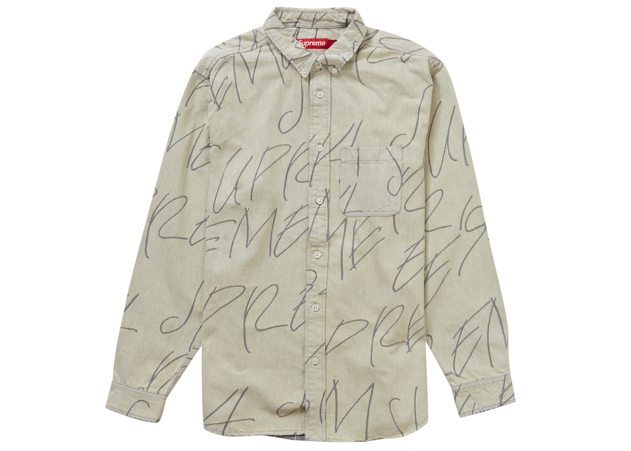 Supreme Handwriting Jacquard Denim Shirt Dirty Men's - FW23 - US