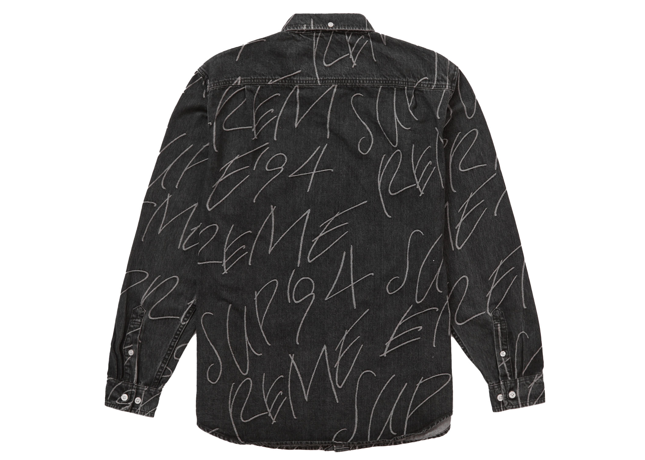 Supreme Handwriting Jacquard Denim Shirt Washed Black
