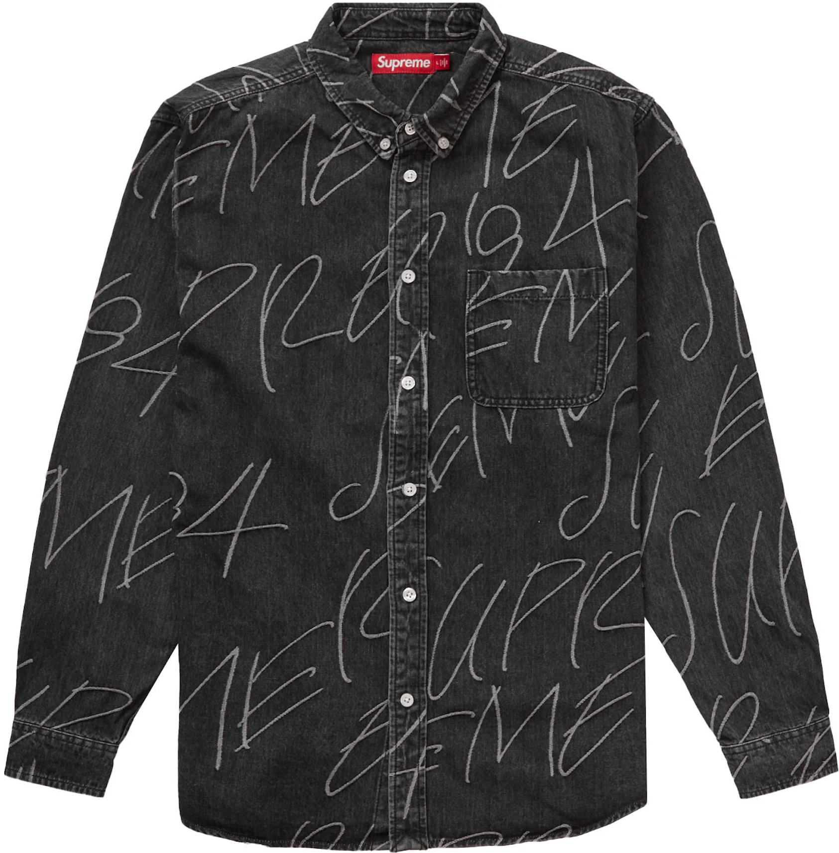 Formal with a touch of casual, classy! Black Supreme Logo Button Up Shirt  Denim