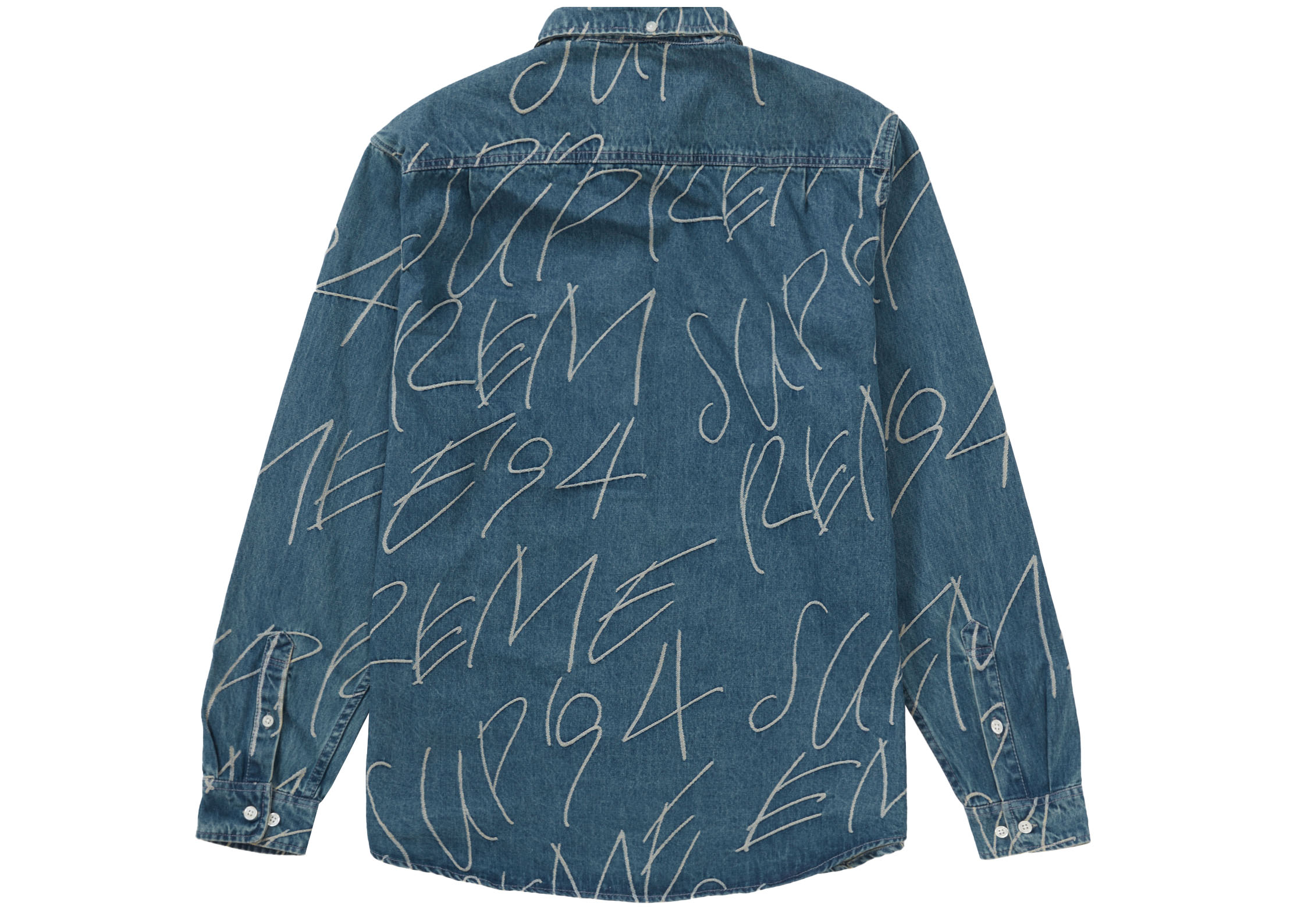 Supreme handwriting jacquard denim shirtsweatshirt