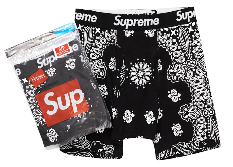 Supreme Hanes Bandana Boxer Briefs (2 Pack) Black - FW22 - JP