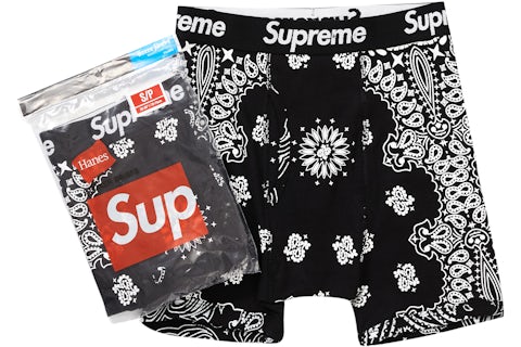 Supreme Hanes Bandana Boxer Briefs (2 Pack) Black FW22 US