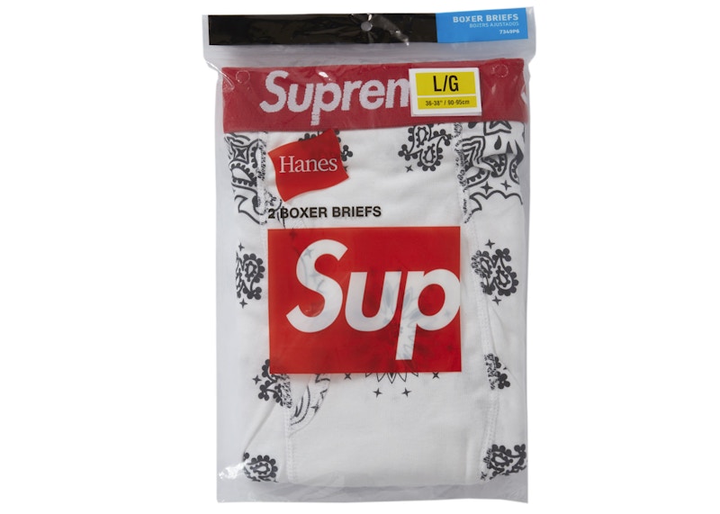 Supreme Hanes Bandana Boxer Briefs (2 Pack) White