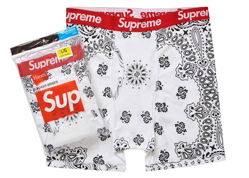 Supreme Hanes Bandana Boxer Briefs (2 Pack) White - FW22 - JP