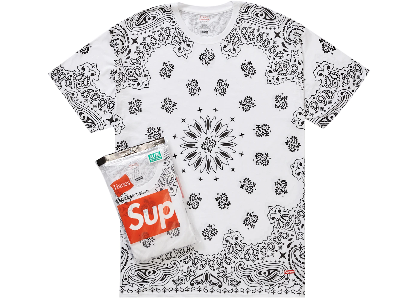 Supreme Hanes Bandana Tagless Tees (2 Pack) White Men's FW22 US