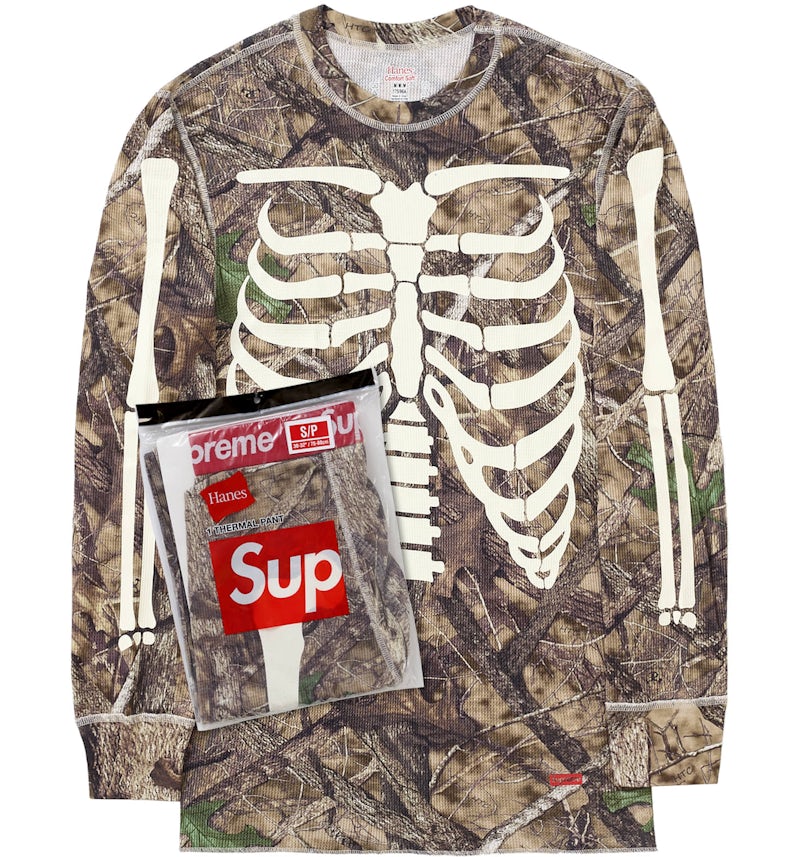 Supreme Hanes Bones Thermal Crew Pack Woodland Camo Men's FW24