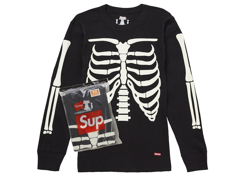 Supreme Hanes Bones Thermal Crew FW25 (1 Pack) Black Men's