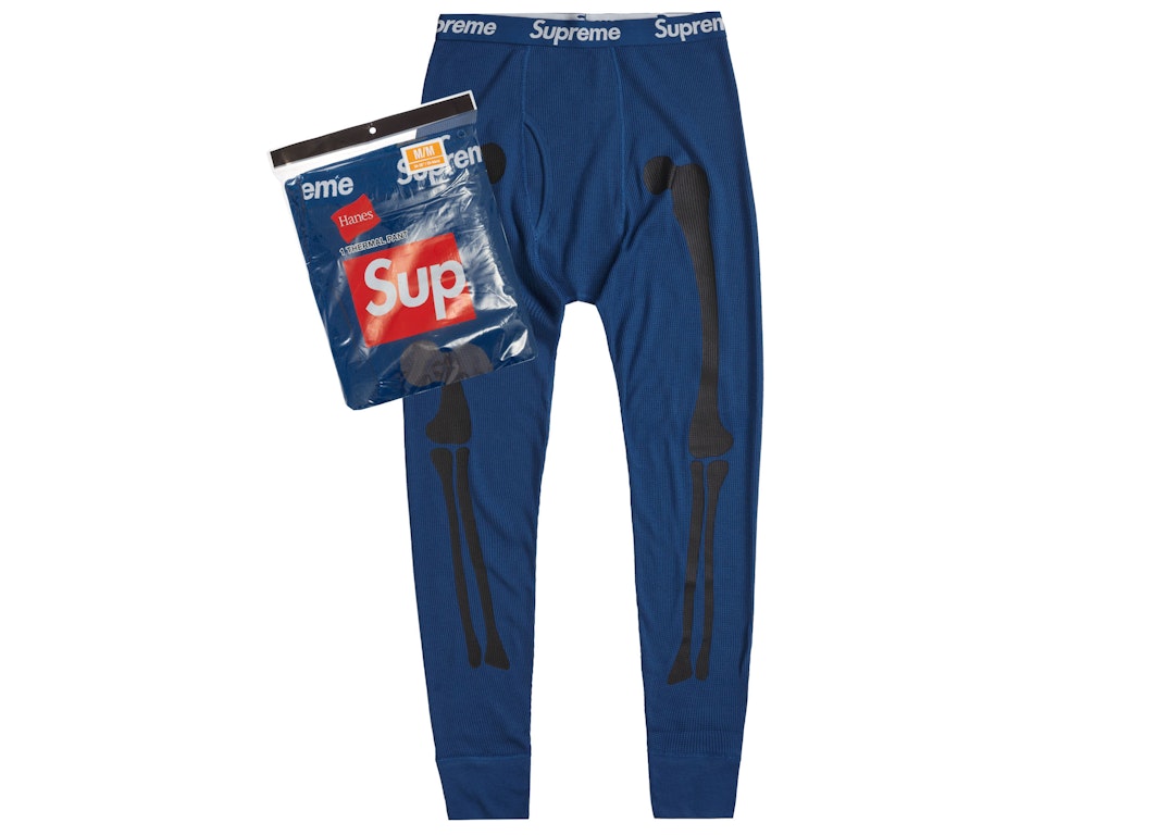 Pre-owned Supreme Hanes Bones Thermal Pant (1 Pack) Blue