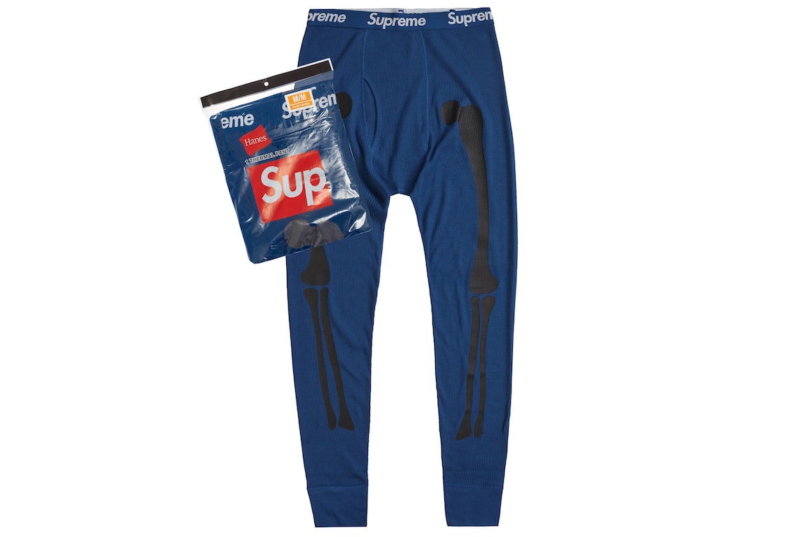 Pre-owned Supreme Hanes Bones Thermal Pant (1 Pack) Blue