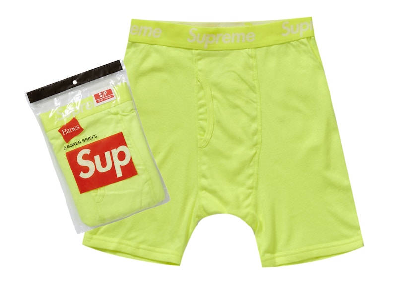 Supreme Hanes Boxer Briefs (2 Pack) Fluorescent Yellow - SS23 - US