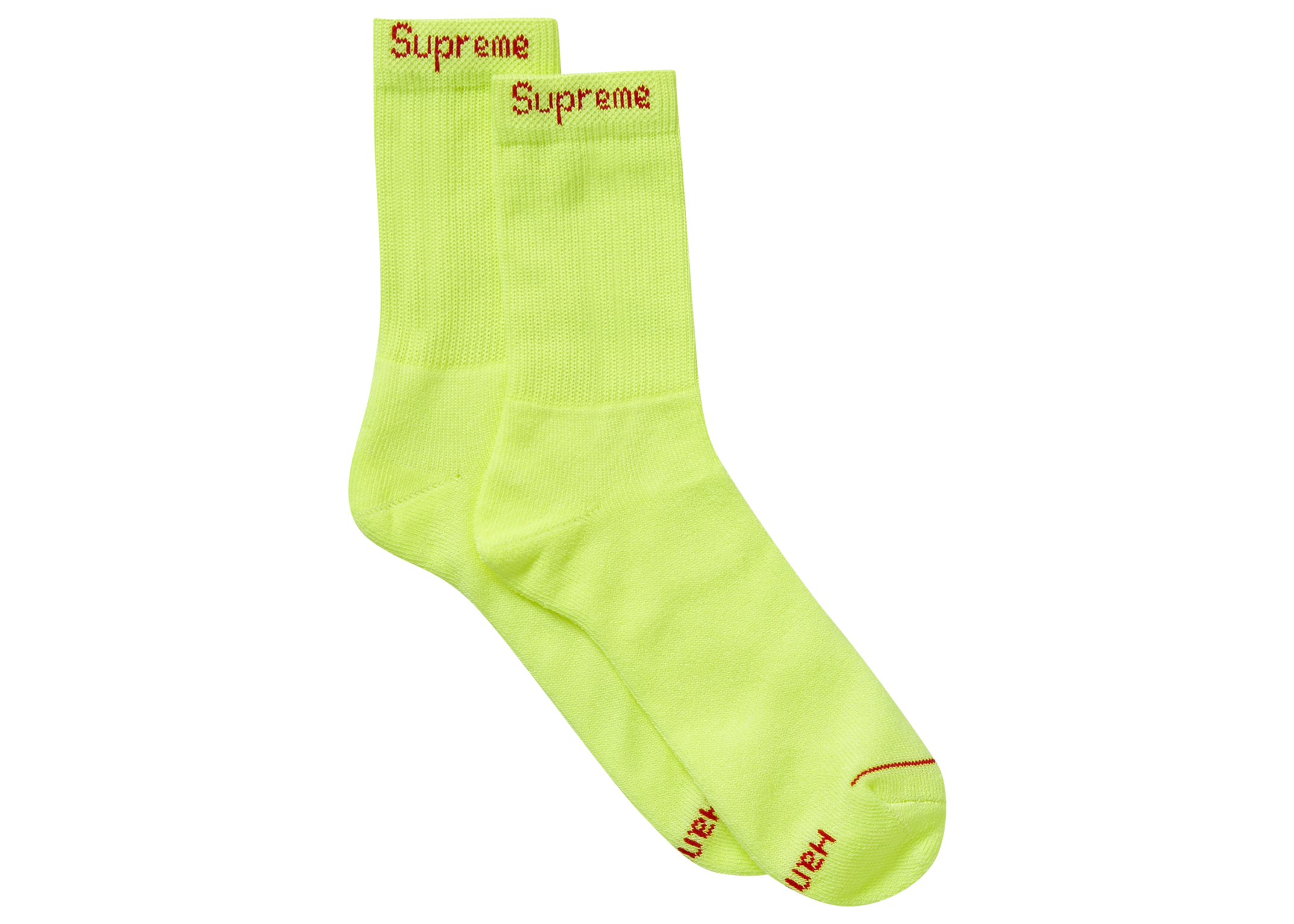 Supreme Hanes Crew Socks (4 Pack) Flourescent Yellow