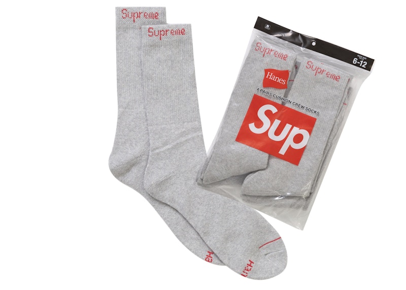 Supreme Hanes Crew Socks (4 Pack) Heather Grey - SS24 - JP