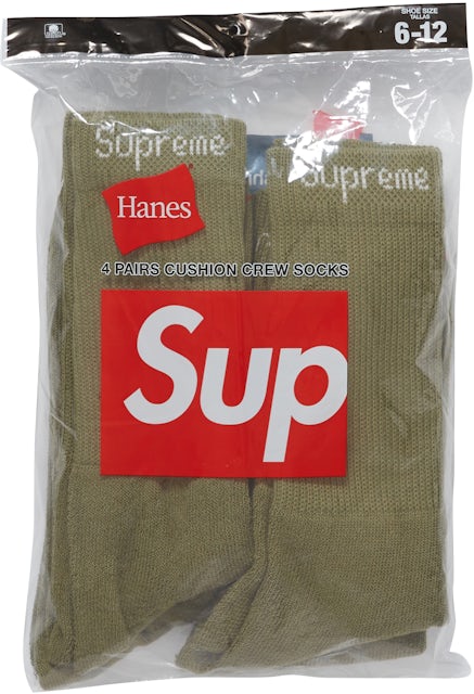 Supreme Hanes Crew Socks (4 Pack) Pink