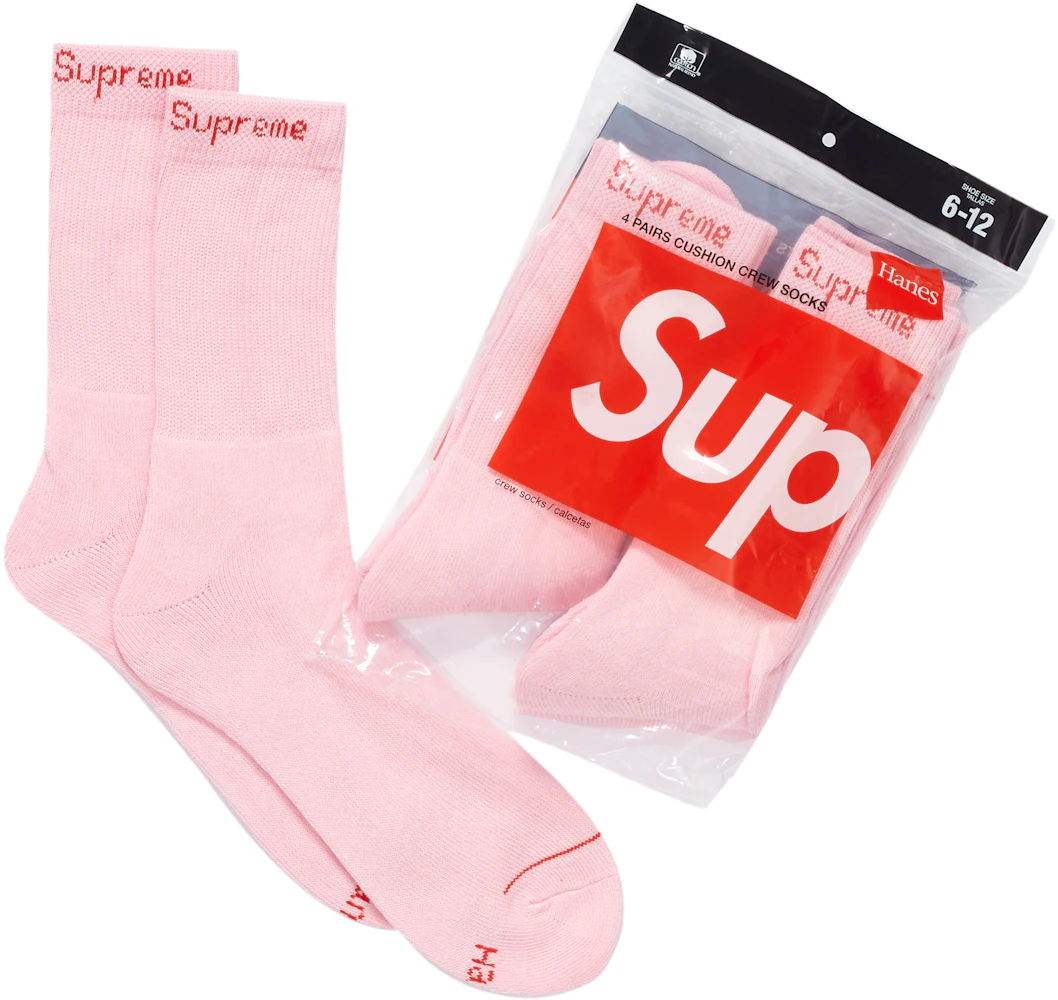 Supreme Hanes Crew Socks 4 Pack Pink Fw21 Us