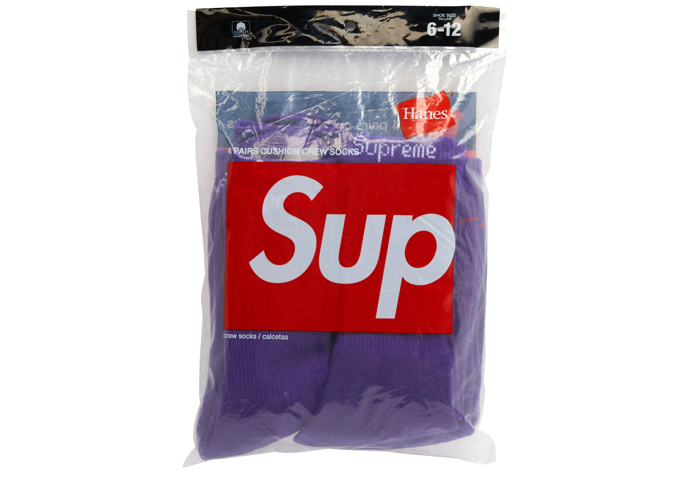 Supreme Hanes Crew Socks (4 Pack) Purple SS21 US