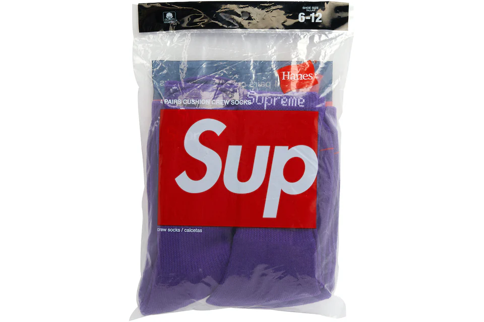 Supreme Hanes Crew Socks (4 Pack) Purple