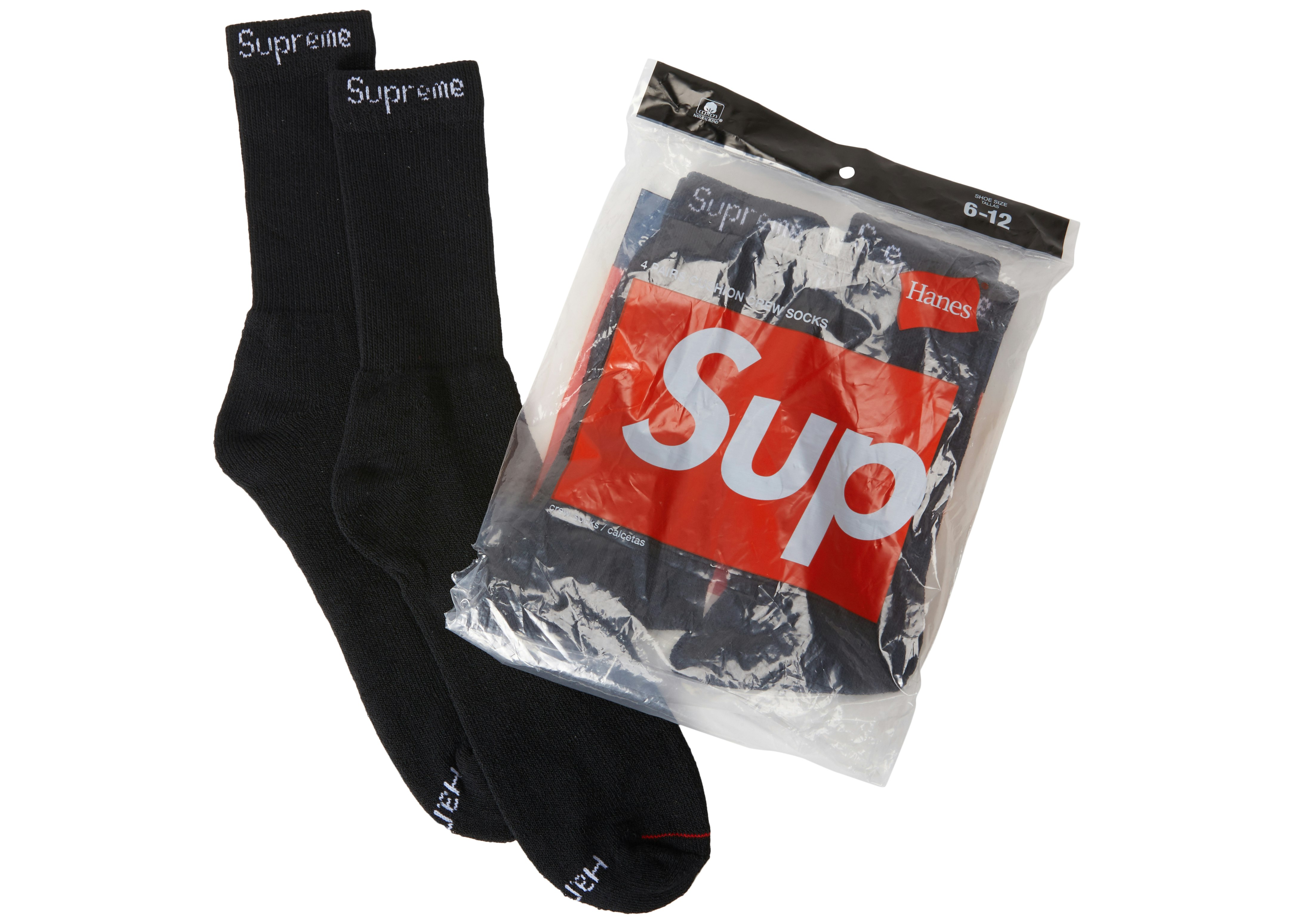 Supreme Hanes Socks (4 Pack) Black - SS18/Pre-SS18