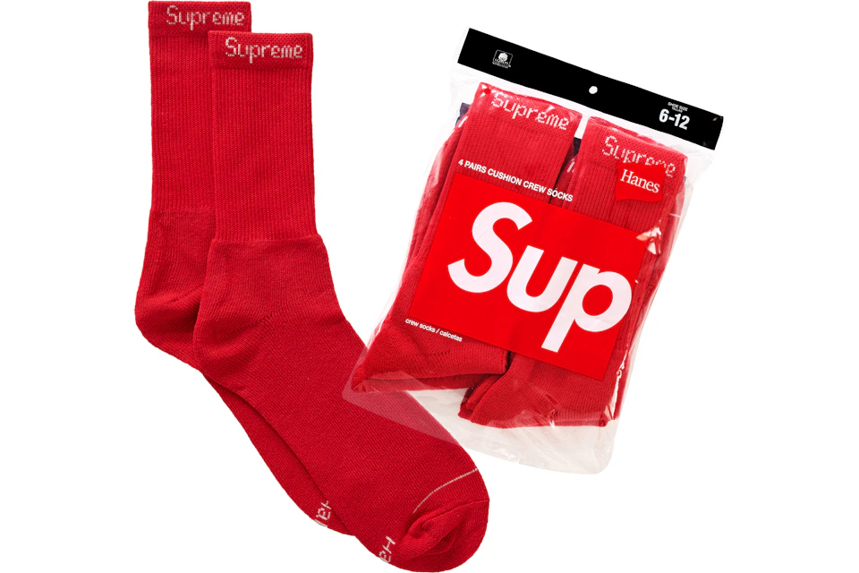 Supreme Hanes Socks 4 Pack Red Fw19