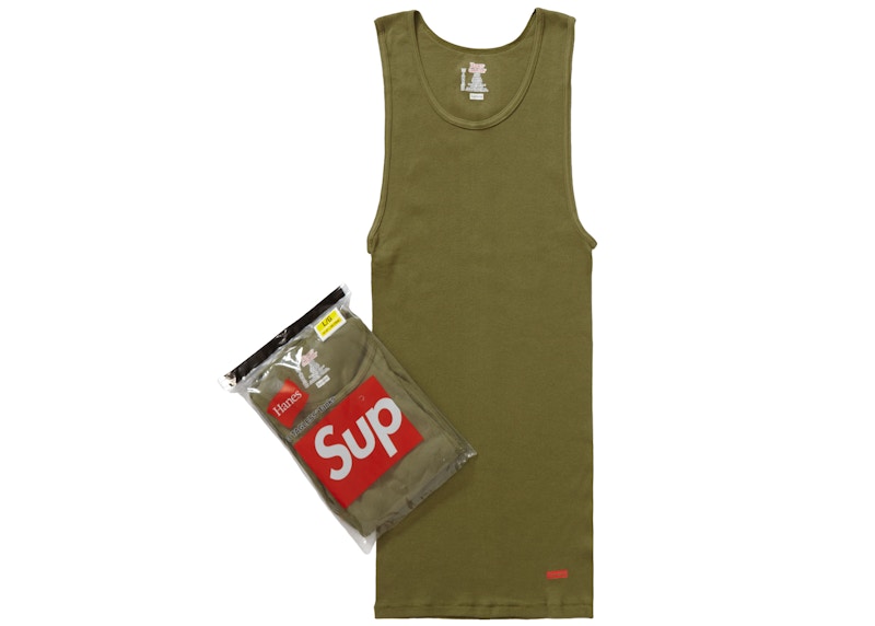 Supreme Hanes Tagless Tank Top (3 Pack) Olive Men's - SS22 - US