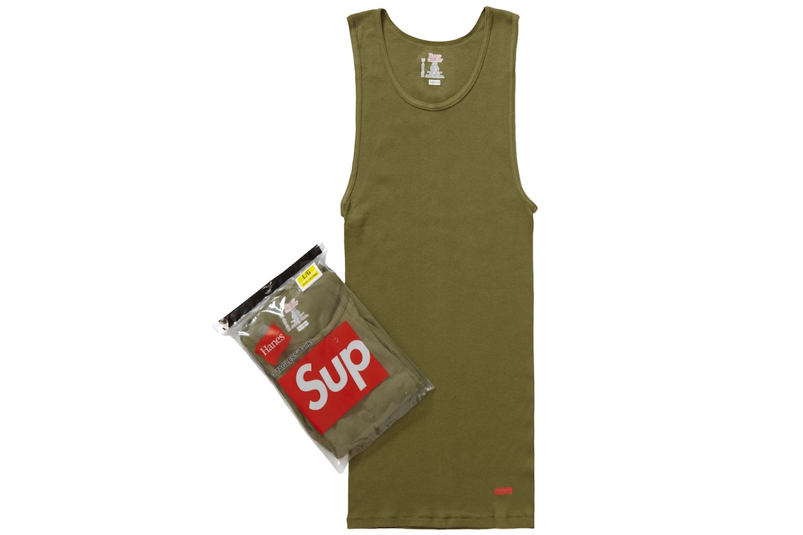 Pre-owned Supreme Hanes Tagless Tank Top (3 Pack) Olive
