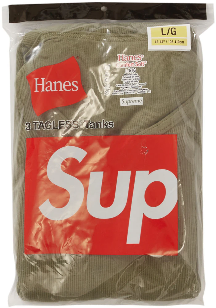 Supreme Hanes Tagless Tank Top (3 Pack) Olive Men's - SS22 - US