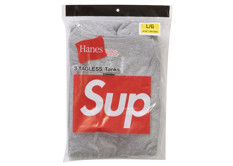 Supreme Hanes Tagless Tank Tops (3 Pack) Heather Grey Men's - SS24