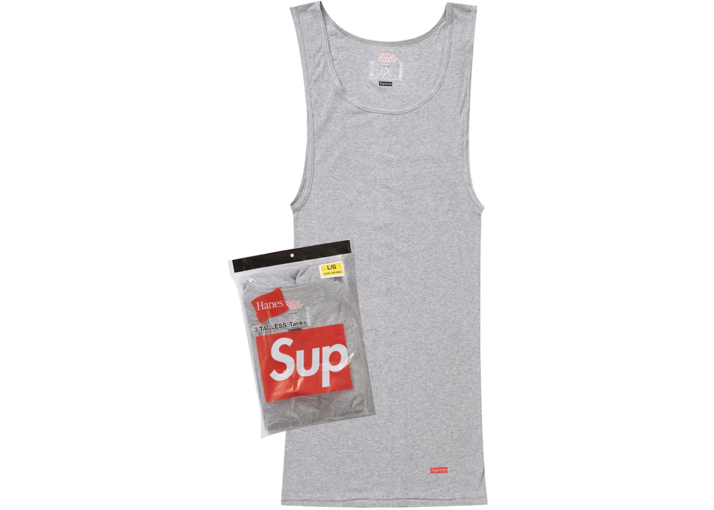 Supreme Hanes Tagless Tank Tops (3 Pack) Heather Grey Men's - SS24 - US
