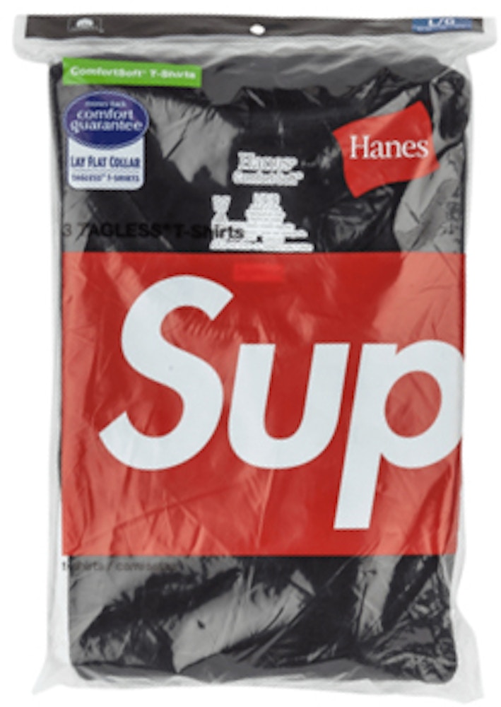 Følsom kan opfattes pilfer Supreme Hanes Tagless Tees (3 Pack) Black - FW21