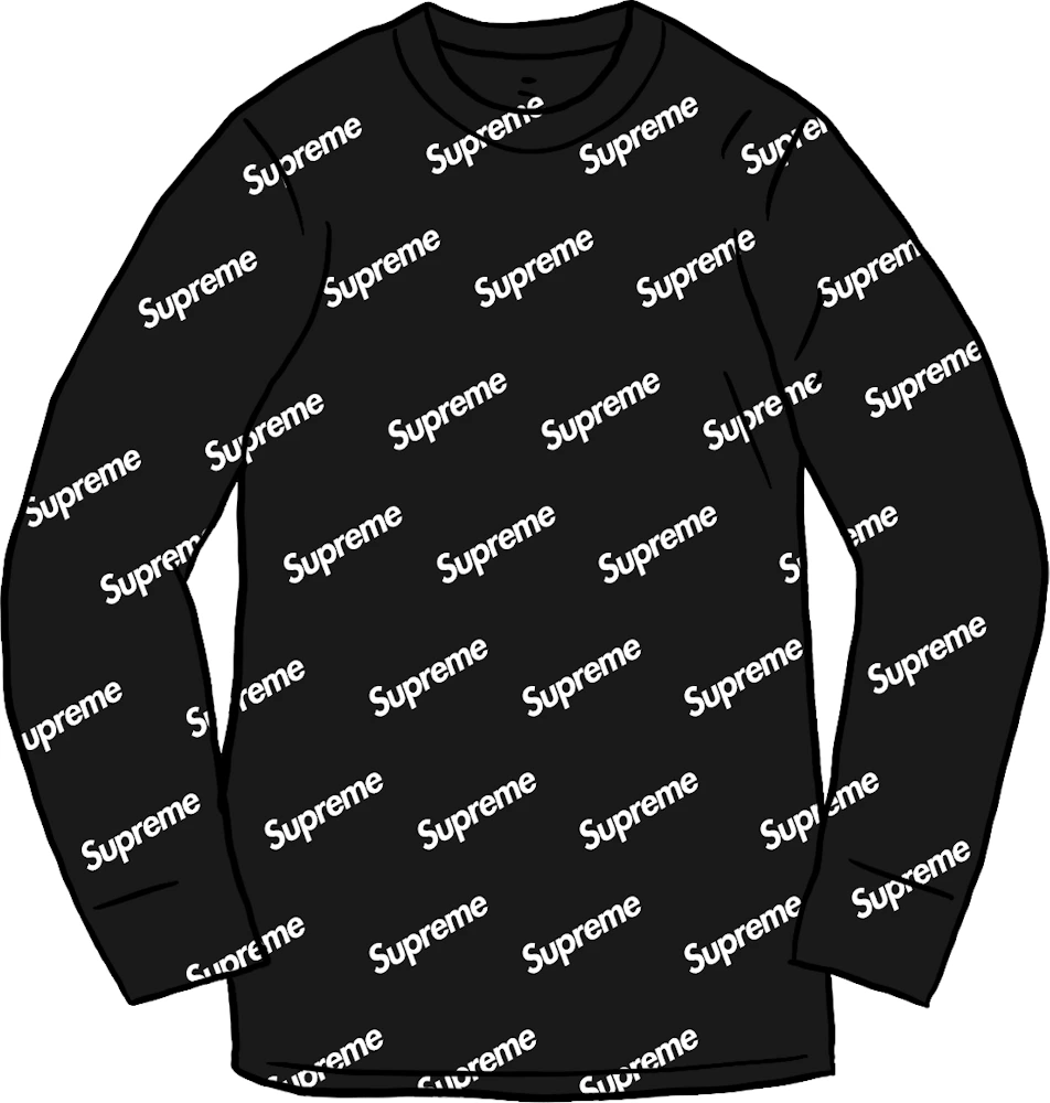 Supreme Hanes Thermal Crew Black Logos - Tシャツ/カットソー(七分/長袖)