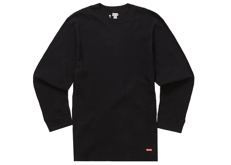 Supreme Hanes Thermal Crew Blackトップス - Tシャツ/カットソー(七分