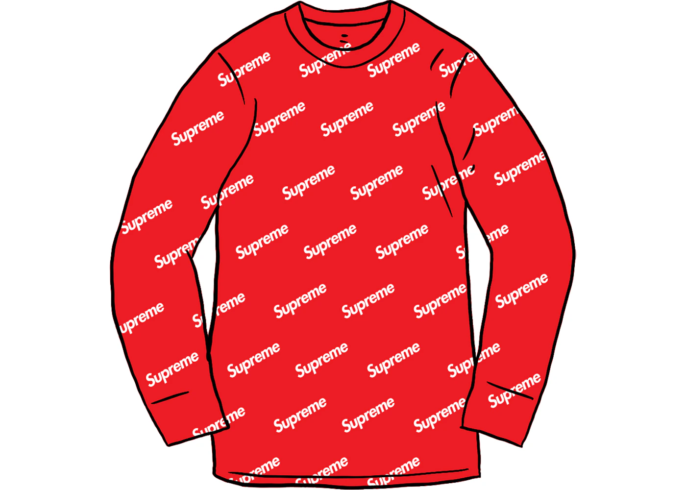 Supreme Hanes Thermal Crew 1 Pack Red Logos FW20 US