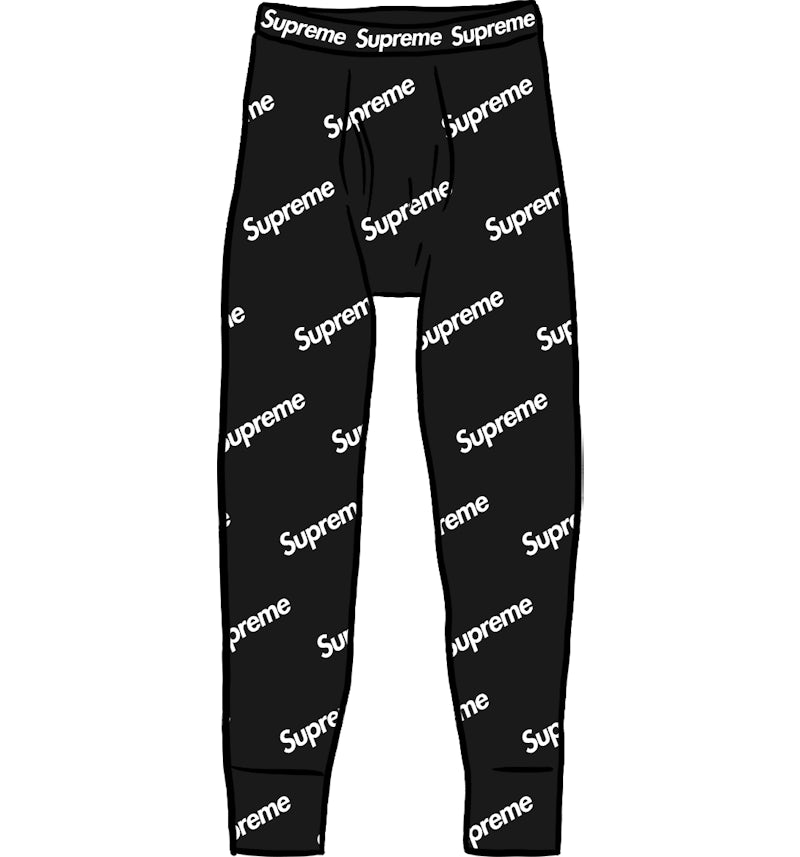 Supreme Hanes Thermal Pant (1 Pack) Black Logos Men's - FW20 - US Supreme Hanes Thermal Pant (1 Pack) Black Logos Men's - FW20 - US