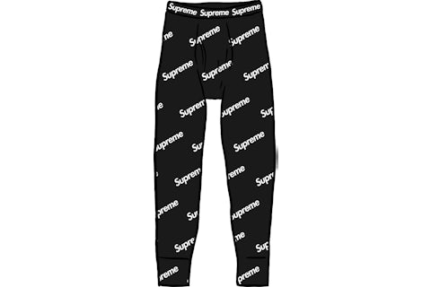 Supreme Hanes Thermal Pant (1 Pack) Black Logos Men's - FW20 - US Supreme Hanes Thermal Pant (1 Pack) Black Logos Men's - FW20 - US