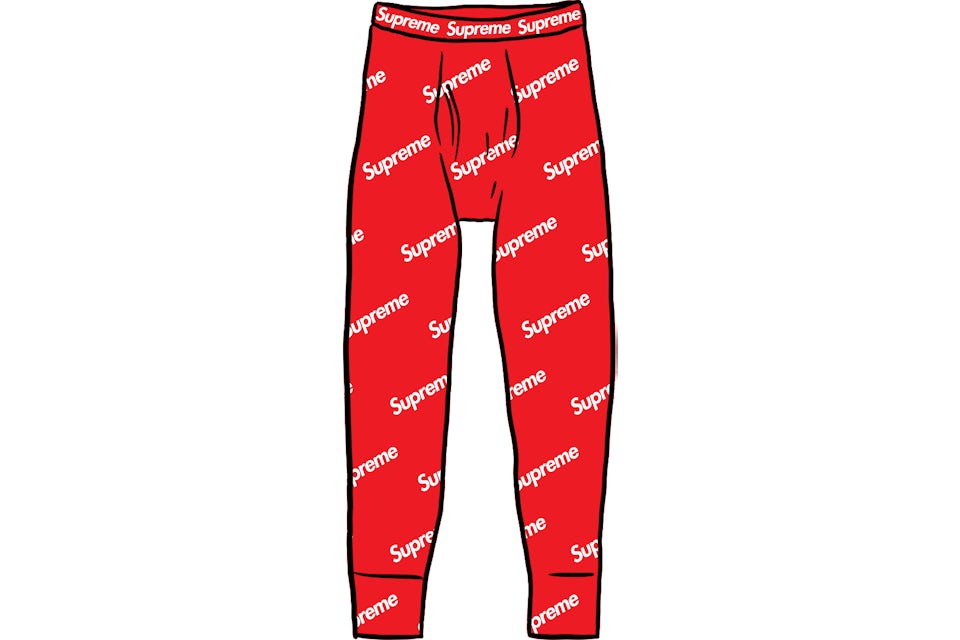 Supreme Hanes Thermal Pant 1 Pack Red Logos FW20 GB