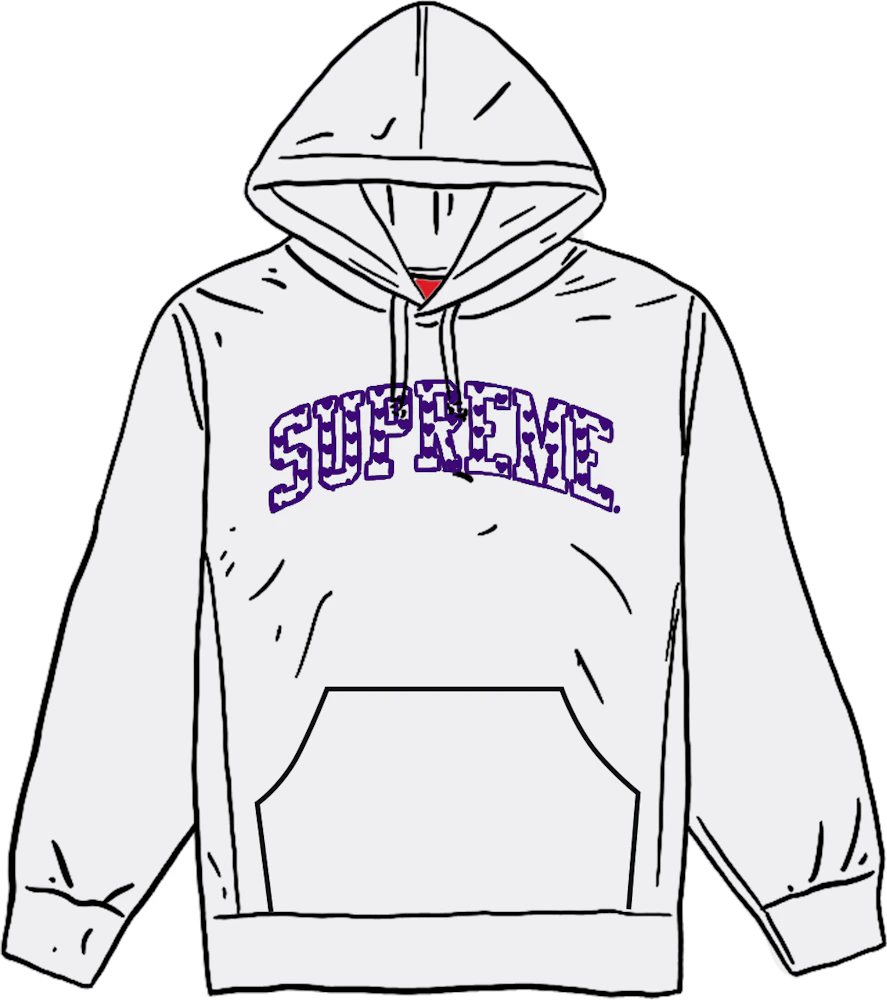 Supreme Hearts Arc Hooded Sweatshirt Ash Grey