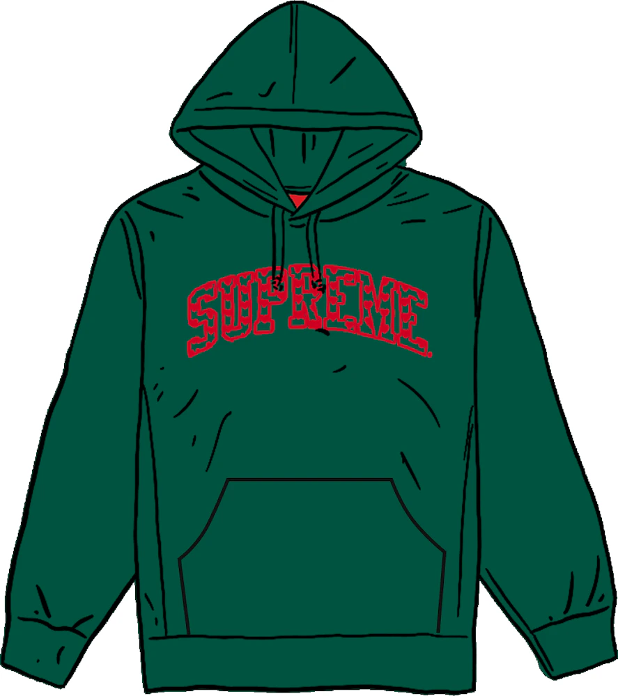 Supreme Hearts Arc Hooded Sweatshirt Dark Green Men's - SS21